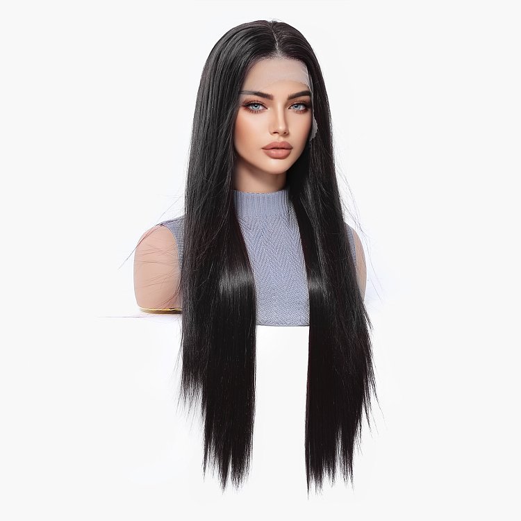 Synthetic Lace Front Wig 13x6 Black Long Straight – Natural Look & High Comfort