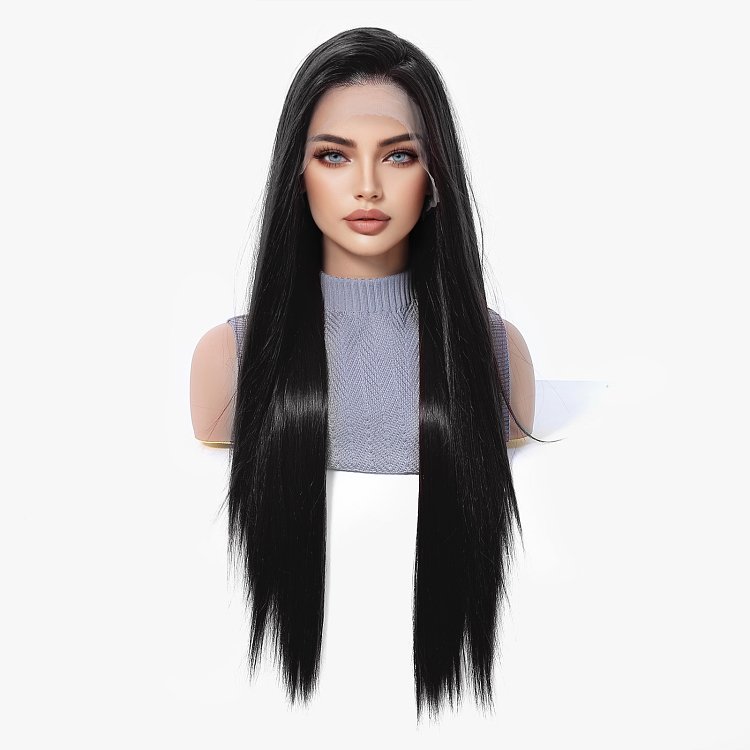 Synthetic Lace Front Wig 13x6 Black Long Straight – Natural Look & High Comfort