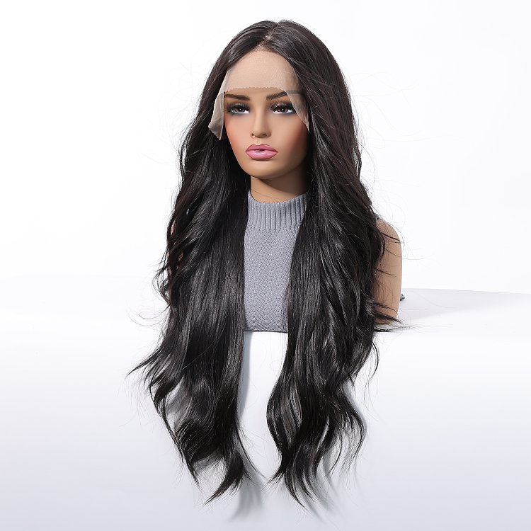 Synthetic Lace Front Wig 13x6 Dark Brown Long Wavy– Natural Look & High Comfort