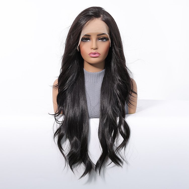 Synthetic Lace Front Wig 13x6 Dark Brown Long Wavy– Natural Look & High Comfort