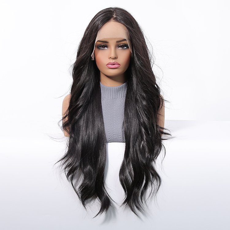 Synthetic Lace Front Wig 13x6 Dark Brown Long Wavy– Natural Look & High Comfort