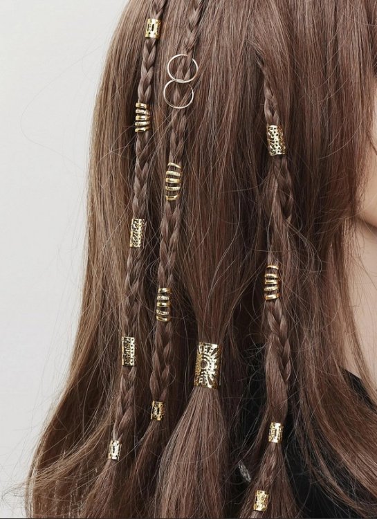 Jumbo-Zopf-Haarperlen-Set 25 Stuck Gold