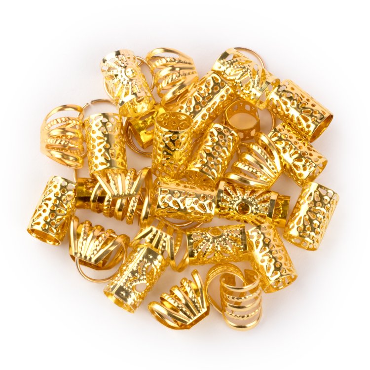 Jumbo-Zopf-Haarperlen-Set 25 Stuck Gold