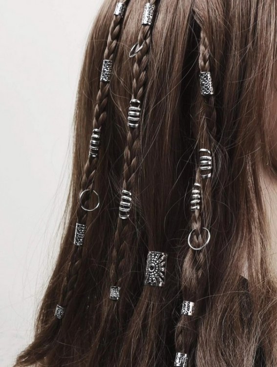 Jumbo-Zopf-Haarperlen-Set 25 Stuck Silber