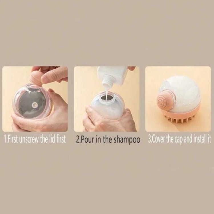 Βούρτσα Σιλικόνης για Μασάζ Κεφαλής με θήκη για σαμπουάν 1τμχ