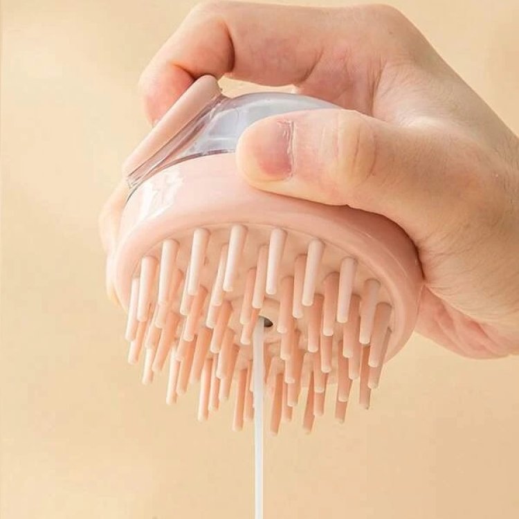 Βούρτσα Σιλικόνης για Μασάζ Κεφαλής με θήκη για σαμπουάν 1τμχ