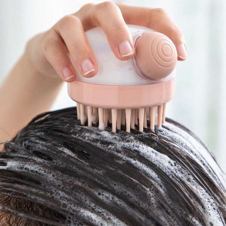 Βούρτσα Σιλικόνης για Μασάζ Κεφαλής με θήκη για σαμπουάν 1τμχ