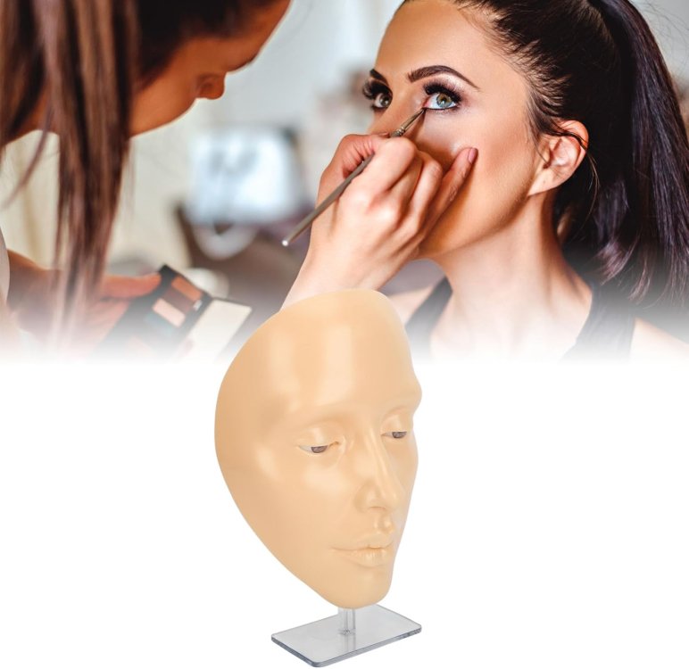 5D Πρόσωπο Σιλικόνης για Πρακτική Εξάσκηση Βλεφαρίδων και Μακιγιάζ με Βάση Στήριξης