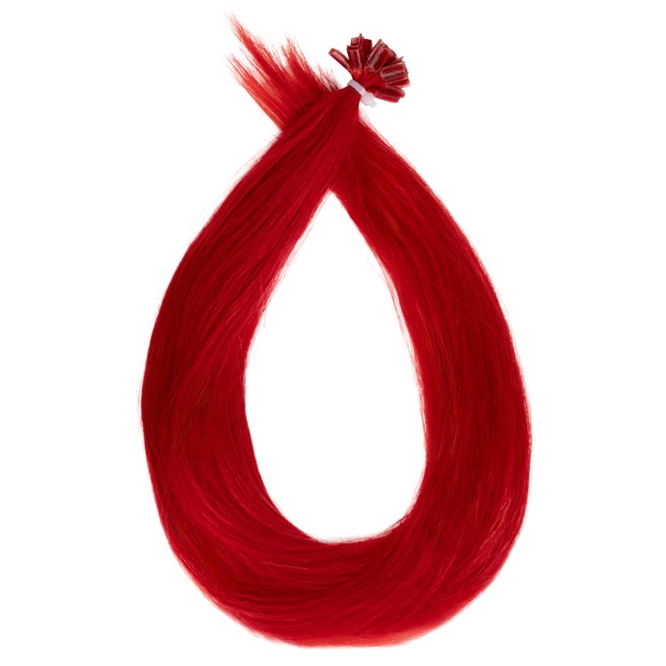 Τουφάκια Extensions Κερατίνης #RED, Κόκκινα 100% Φυσική Τρίχα, 50cm 25τμχ