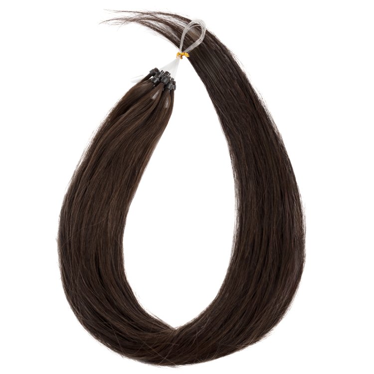 Micro Ring Loop Hair Extensions #1Β Καστανό Σκούρο – 100% Φυσική Τρίχα, 50cm 10τμχ