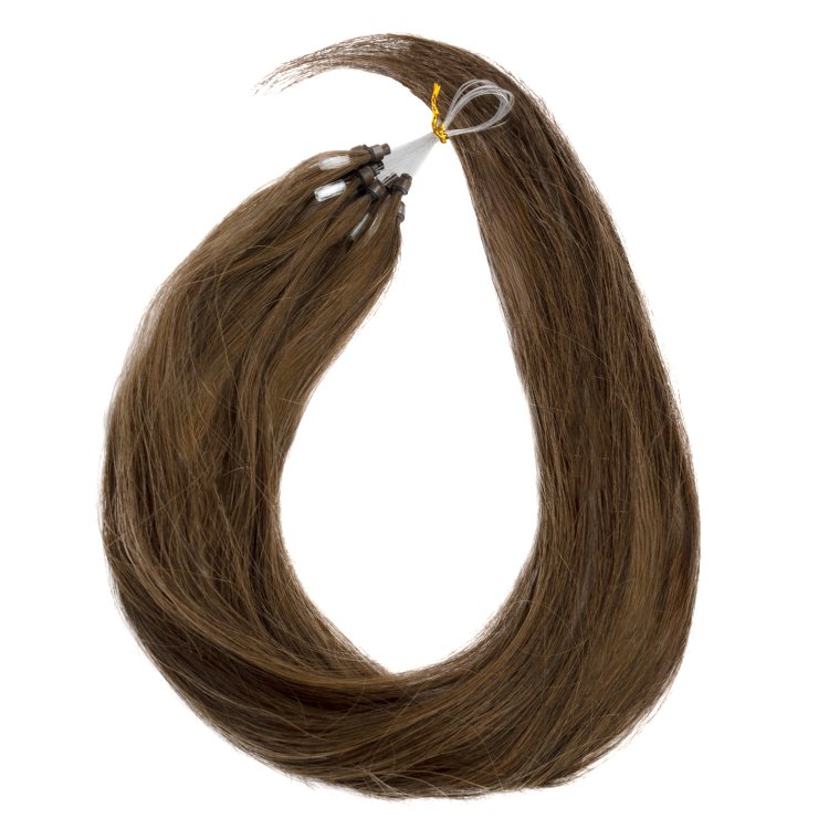 Micro Ring Loop Hair Extensions #2 Καστανό – 100% Φυσική Τρίχα, 50cm 10τμχ