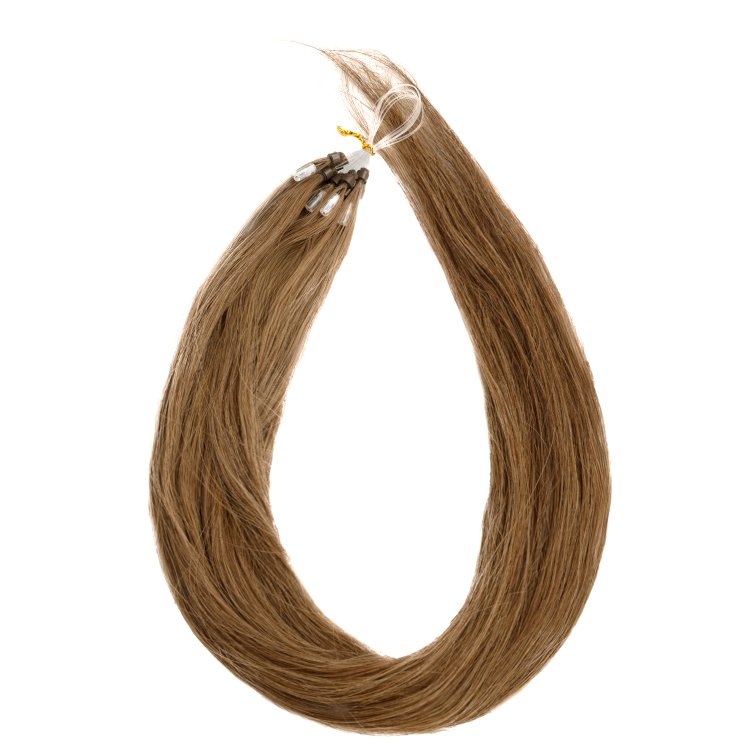Micro Ring Loop Hair Extensions #4 Καστανό – 100% Φυσική Τρίχα, 50cm 10τμχ