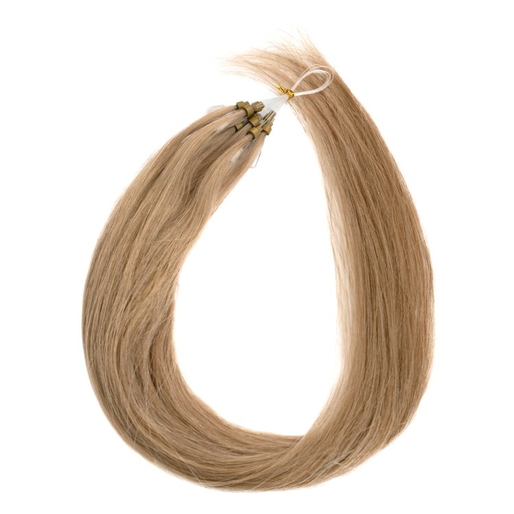 Micro Ring Loop Hair Extensions #12 Ξανθό Σκούρο Μπεζ – 100% Φυσική Τρίχα, 50cm 10τμχ