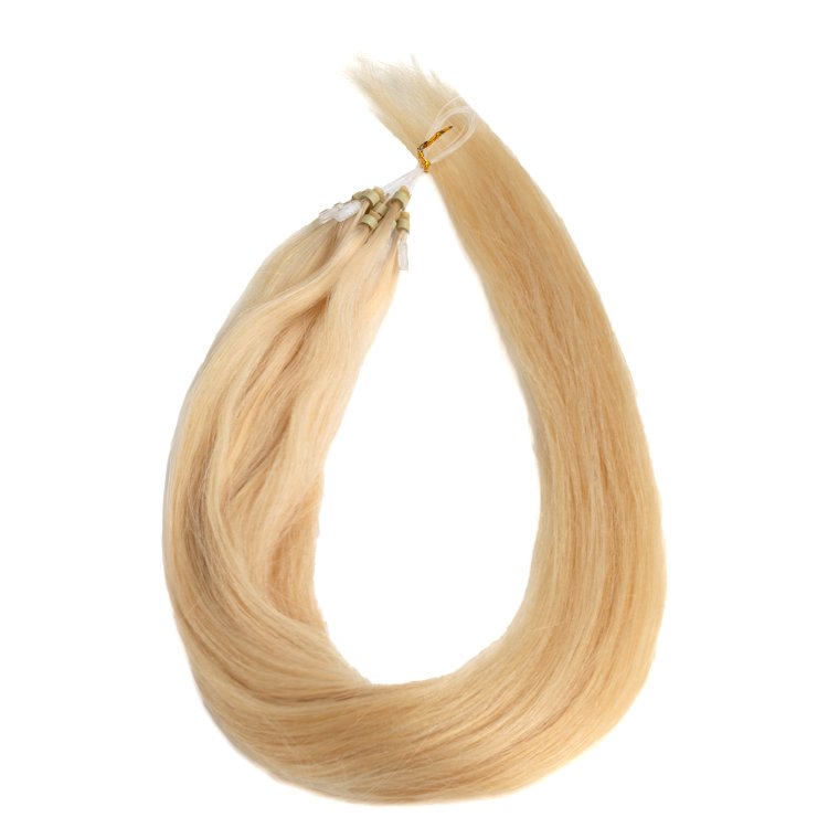 Micro Ring Loop Hair Extensions #24 Πολύ Ξανθό– 100% Φυσική Τρίχα, 50cm 10τμχ