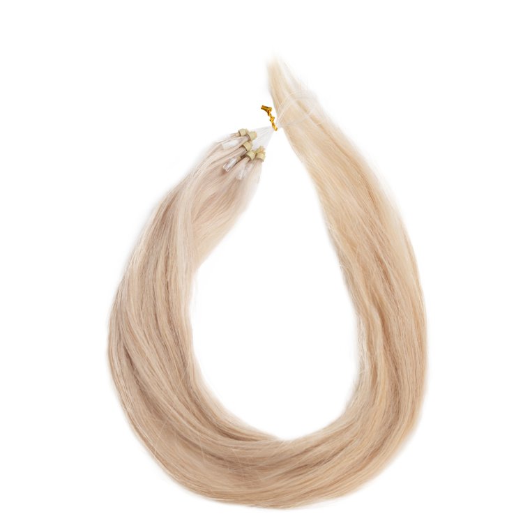 Micro Ring Loop Hair Extensions #SILVER Ξανθό Ασημί – 100% Φυσική Τρίχα, 50cm 10τμχ