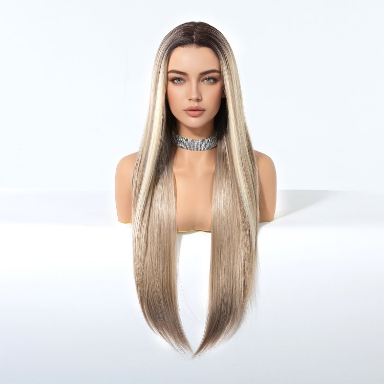 Περούκα Συνθετική Lace Front Wig 13x6 Ξανθιά Όμπρε Μακριά Ίσια -Φυσική Όψη & Υψηλή Άνεση