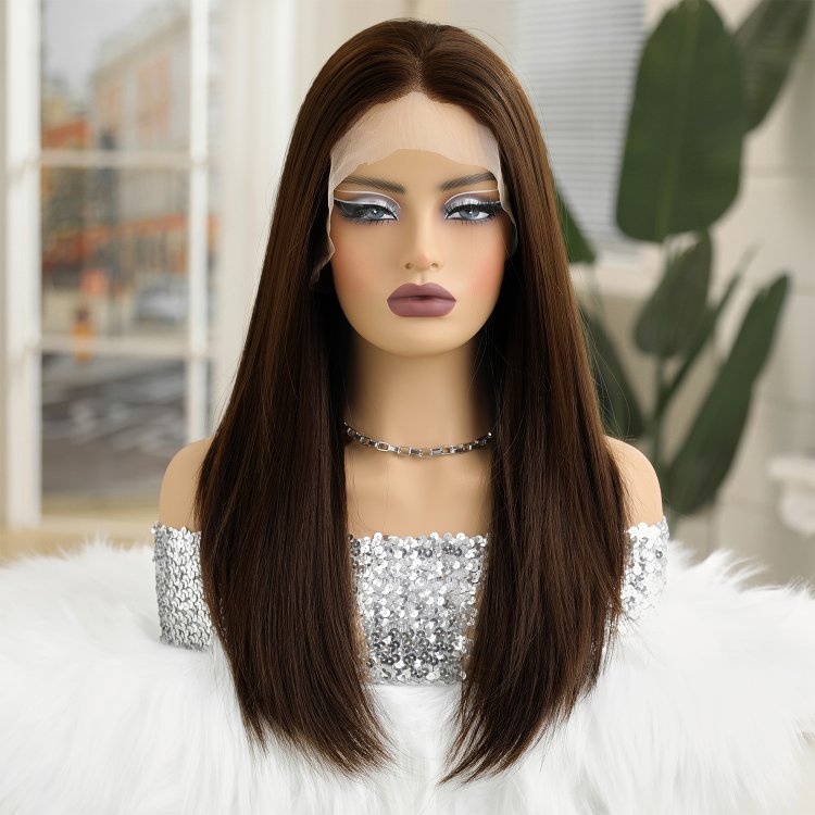 Περούκα Συνθετική Lace Front Wig 13x6 Καστανή Μακριά Ίσια -Φυσική Όψη & Υψηλή Άνεση