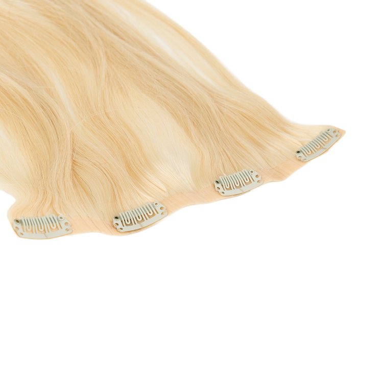 Τρέσα Φυσική PU με Κλιπ #SILVER Ξανθό Ασημί 50cm, 120g