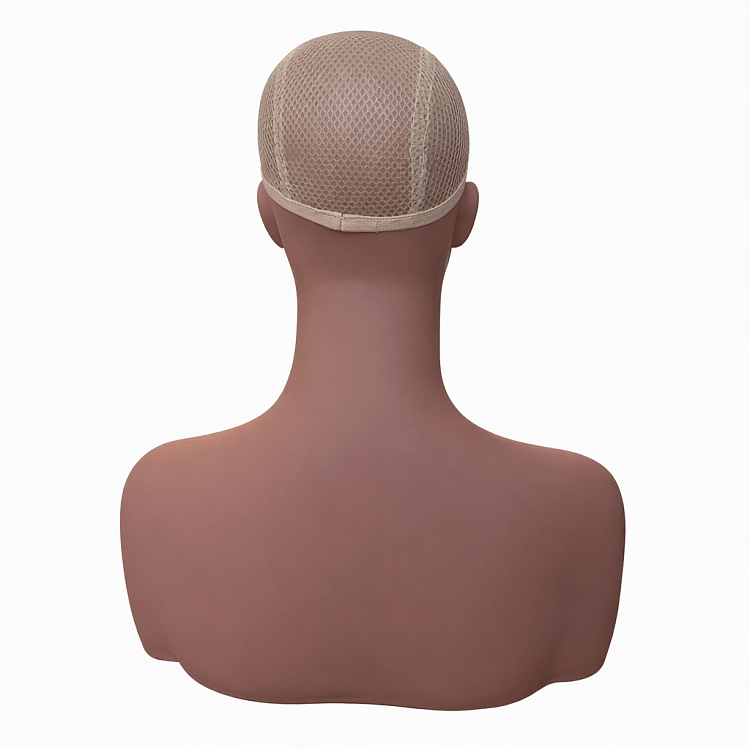 Christian Artesio weiblicher Mannequin-Kopf mit Schultern für Perücken Light Bronze – Rückansicht.
