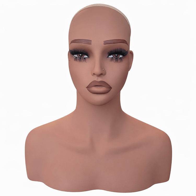 Christian Artesio weiblicher Mannequin-Kopf mit Schultern und Büste für Perücken Light Bronze.