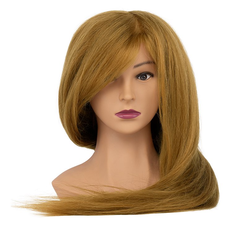 Ubungskopf Friseur Mannequin mit Echthaar Blond 240g 60cm
