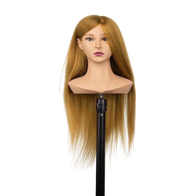 Ubungskopf Friseur Mannequin mit Echthaar Blond 240g 60cm