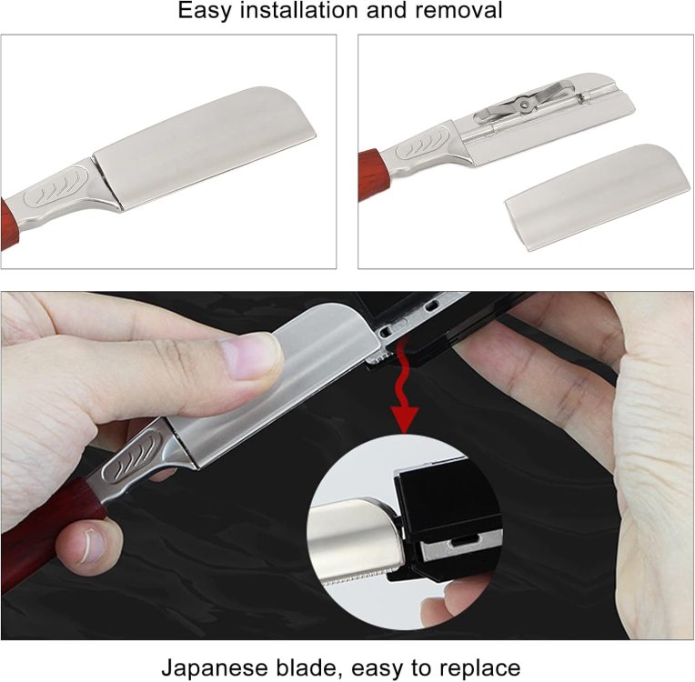 Επαγγελματική Ξυριστική Λεπίδα Ιαπωνικού Τύπου με Λαβή από Μαόνι & 10 Ανταλλακτικές Λεπίδες + Θήκη