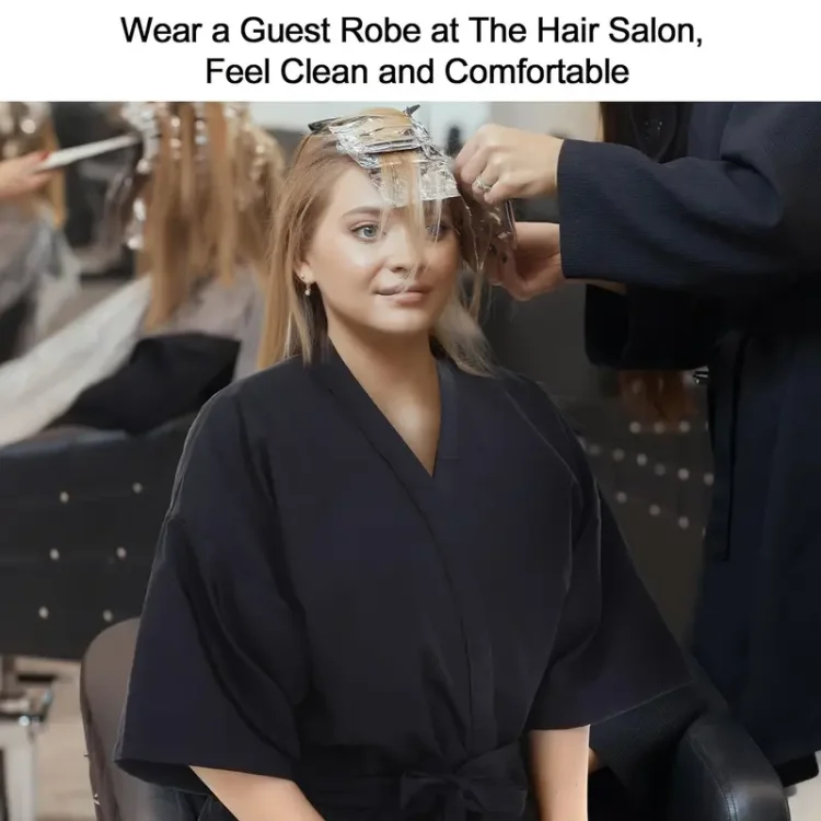 Μαύρη Αδιάβροχη Ρόμπα Κιμονό Κομμωτηρίου – Ιδανική για Βαφή, Χτένισμα & Μακιγιάζ