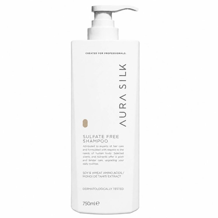AuraSilk sulfatfreies Shampoo, Vegan Friendly Formula für eine sanfte Reinigung, weiße 750-ml-Pumpflasche.