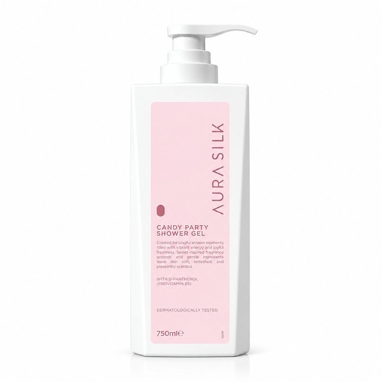 AuraSilk Candy Party Shower Gel, Candy Fragrance, 750ml Pump Bottle