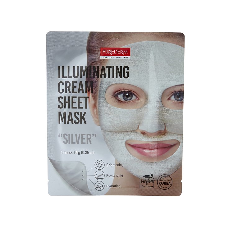 Purederm Koreanische Stoff-Gesichtsmaske Silber fur Glanz 10g