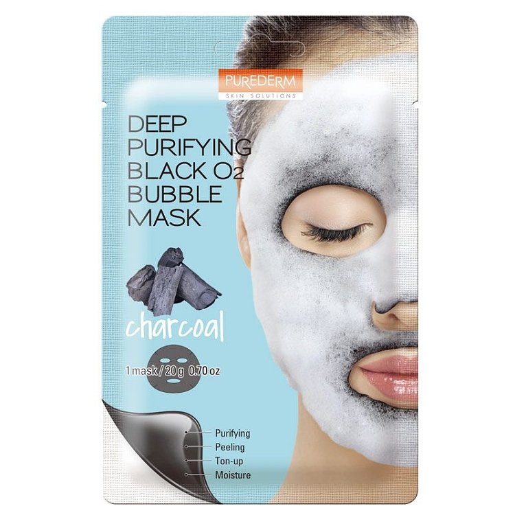 Deep Purifying Black O2 Bubble Mask "Charocal" 20gr