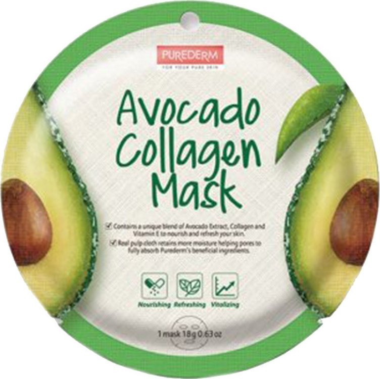 Purederm Koreanische Kollagen-Gesichtsmaske, Avocado 18g