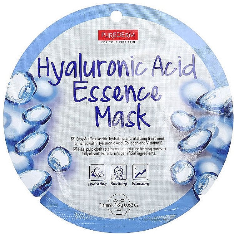Purederm Koreanische Stoff-Gesichtsmaske fur Belebung mit Hyaluronsaure 18g