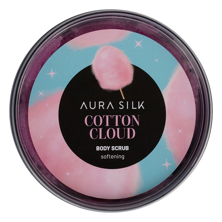 Scrub Σώματος Aura Silk Cotton Cloud 400g ετικέτα στο καπάκι