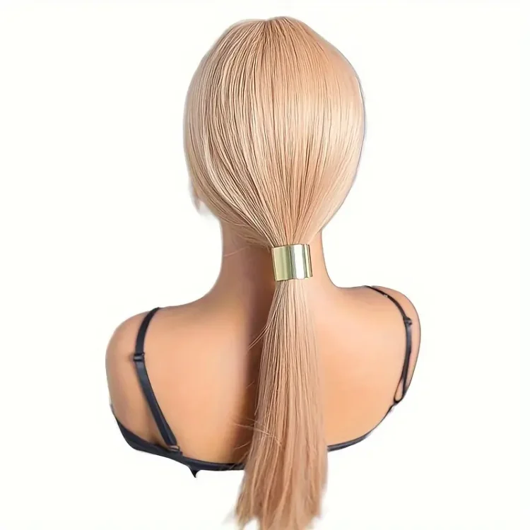 Μεταλλικό Κλιπ Μαλλιών με Λάστιχο για Αλογοουρά Χρυσό