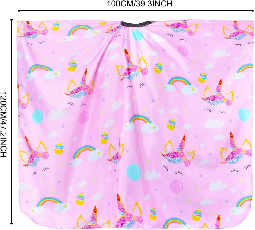 Παιδική Μπέρτα Κουρέματος Ροζ CHRISTIAN ARTESIO – Μονόκεροι, Ουράνια Τόξα & Cupcakes, Αδιάβροχη, 120x100cm