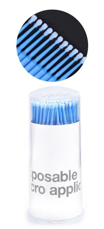 Βουρτσάκια Βλεφαρίδων Microbrushes Μπλε Regular 2.5mm 100τμχ
