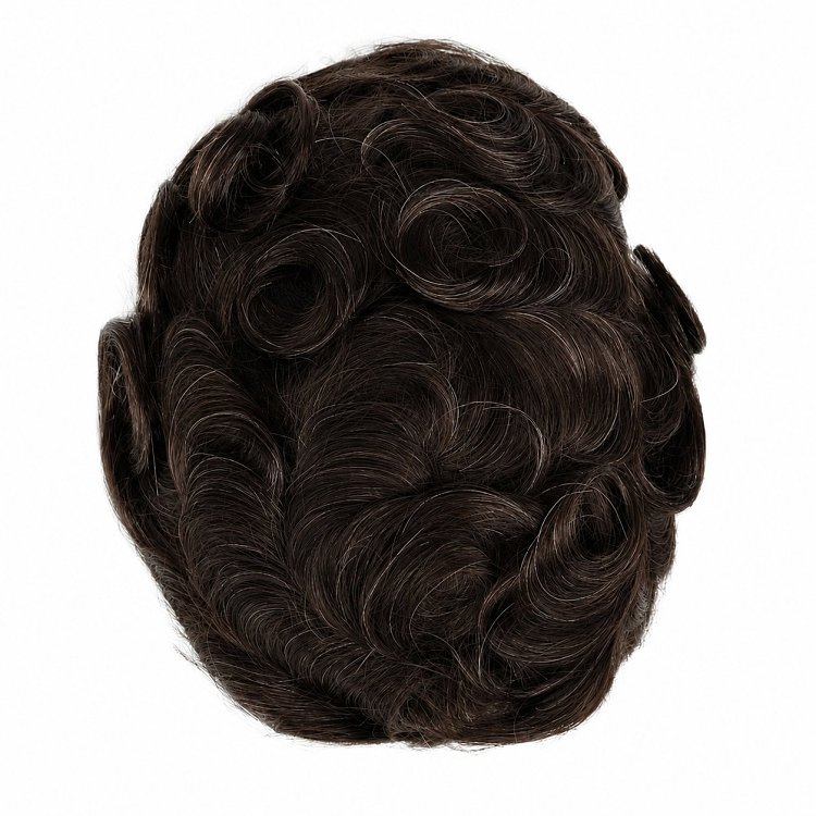 Unsichtbares Herren-Toupet fur Haarausfall, Naturlicher Look Hellbraun mit 20% grauen Haaren
