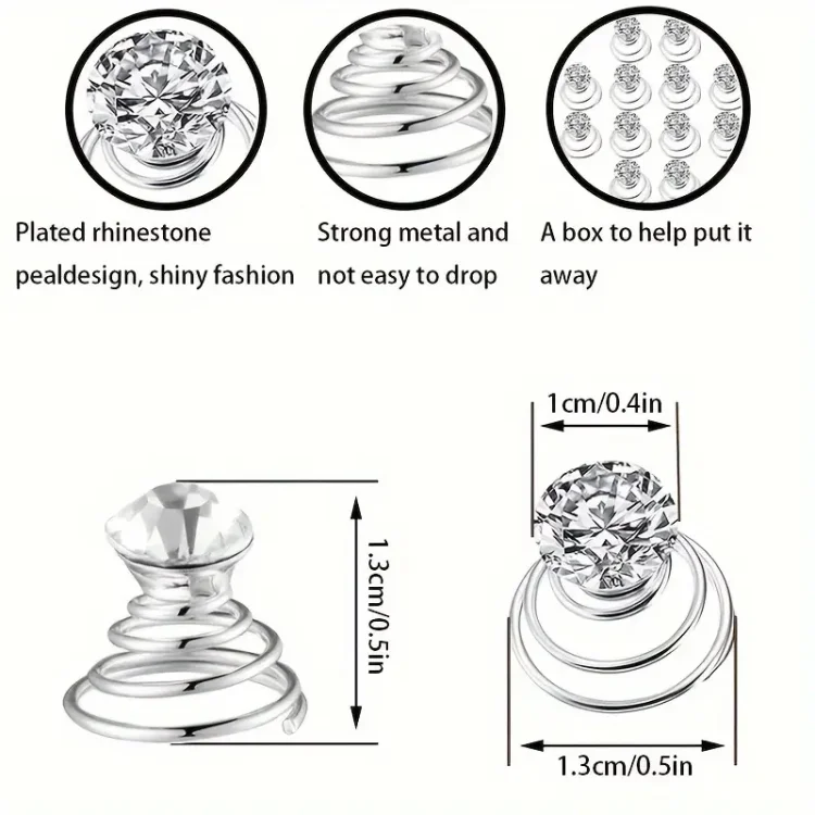 Διακοσμητικό Αξεσουάρ Μαλλιών με Στρας σε Σπιράλ για Νυφικά Χτενίσματα & Κότσους 1τμχ