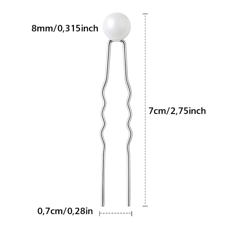 Φουρκέτες Μαλλιών Ασημί με Πέρλες– Σετ 10τμχ για Νυφικά Χτενίσματα & Κότσους