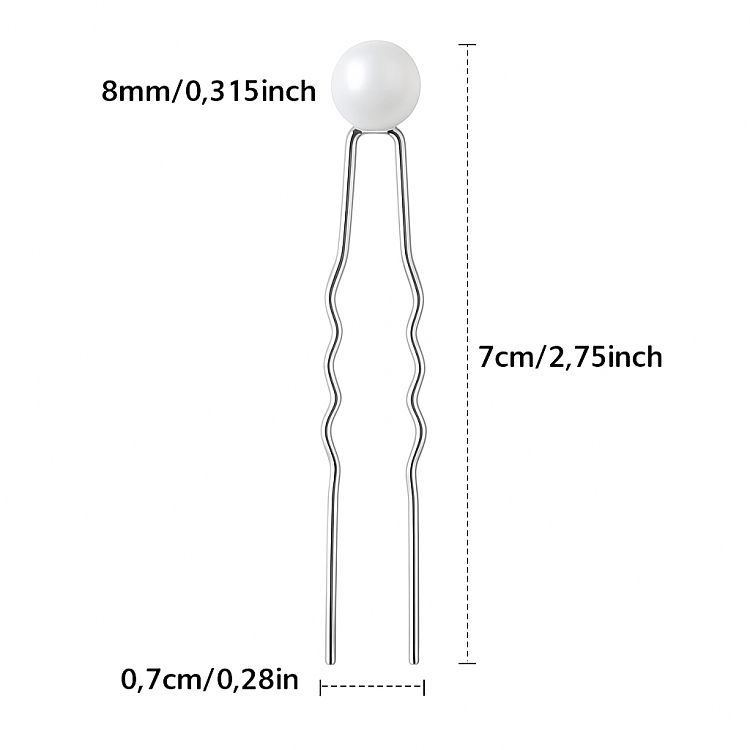Silberne Haarnadeln mit Perlen Set mit 10St