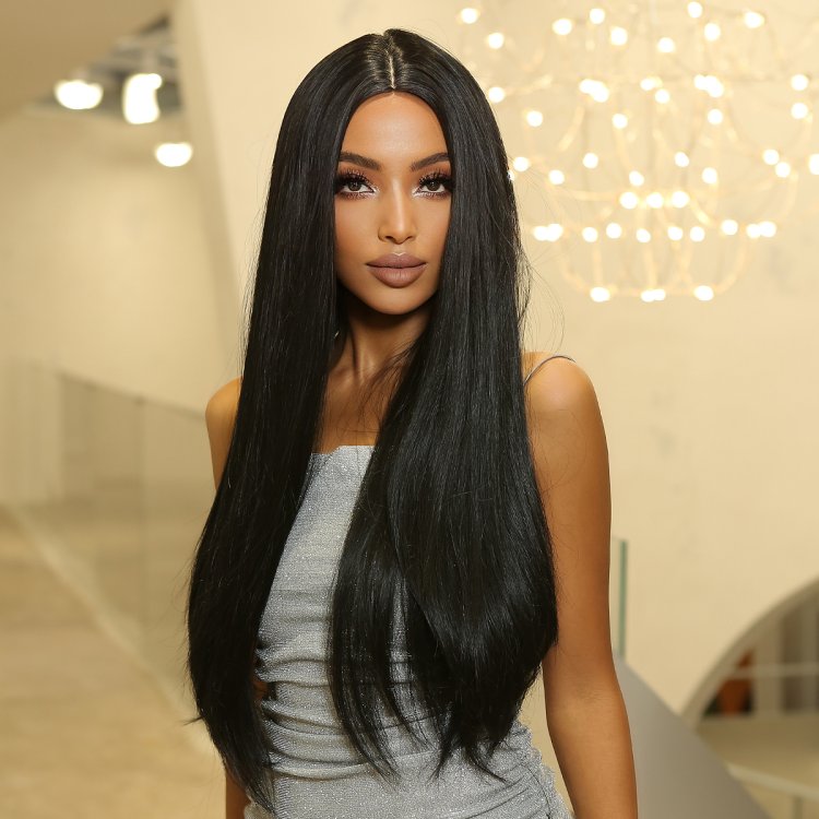 Περούκα Συνθετική Μαύρη Μακριά Ίσια