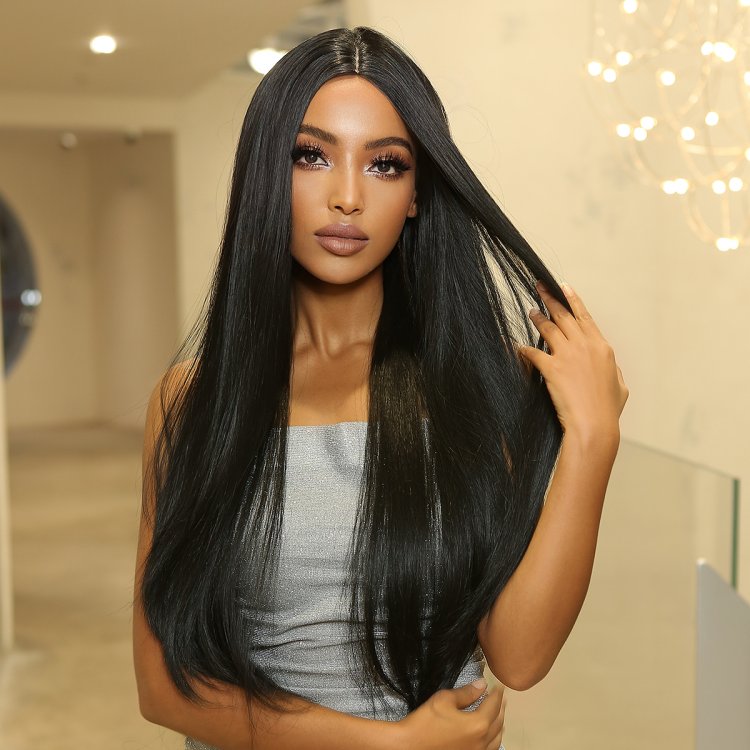 Περούκα Συνθετική Μαύρη Μακριά Ίσια