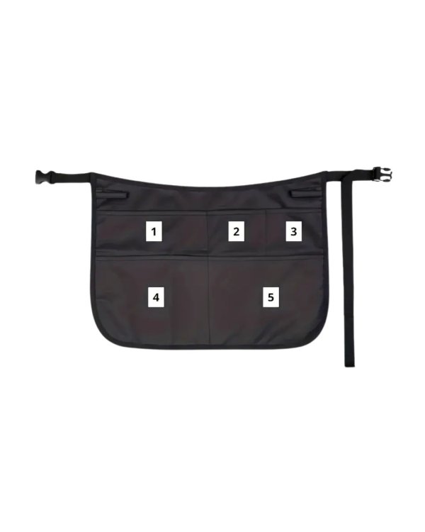 Επαγγελματική Μαύρη Ποδιά Κομμωτηρίου Μέσης με 5 Τσέπες για Εργαλεία και Αξεσουάρ