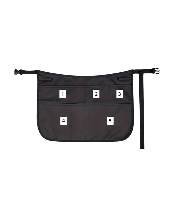 Professional Black Hairdressing Waist Apron with 5 Pockets for Tools & Accessories