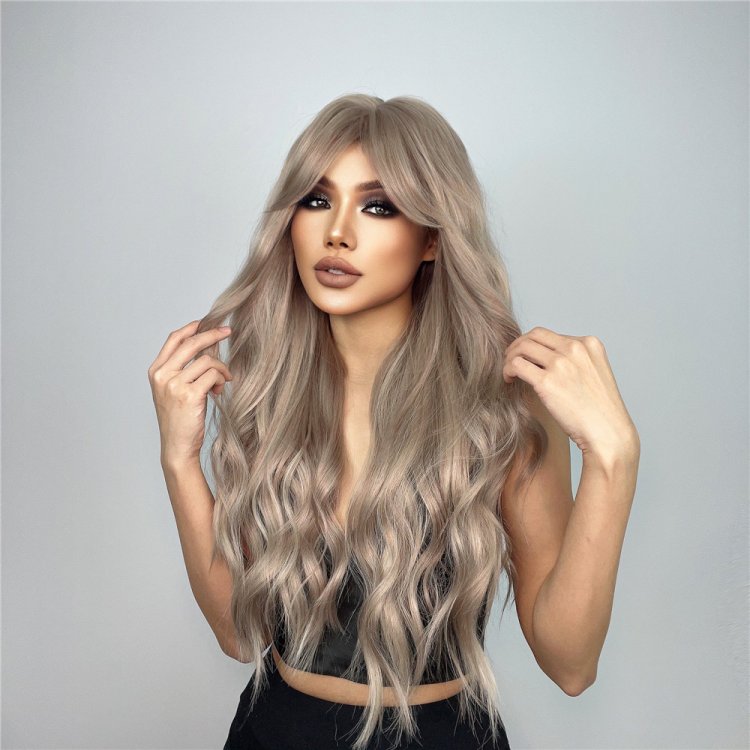 Περούκα Συνθετική Ξανθιά Σαντρέ Μακριά Κυματιστή με Φράντζα