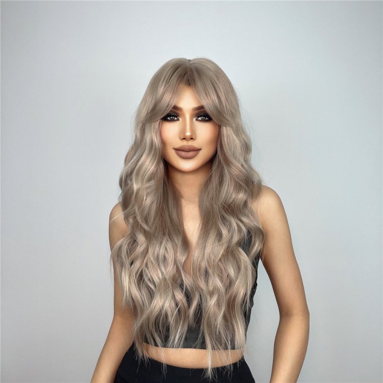 Περούκα Συνθετική Ξανθιά Σαντρέ Μακριά Κυματιστή με Φράντζα