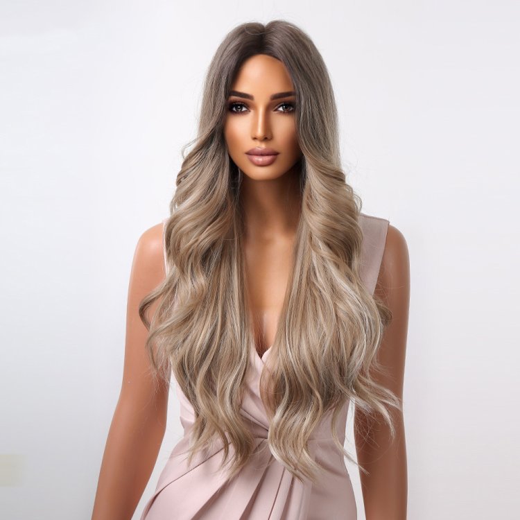 Περούκα Συνθετική Σκούρη Ξανθιά Όμπρε Μακριά Σγουρή