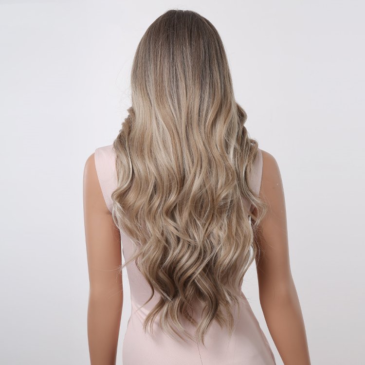 Περούκα Συνθετική Σκούρη Ξανθιά Όμπρε Μακριά Σγουρή